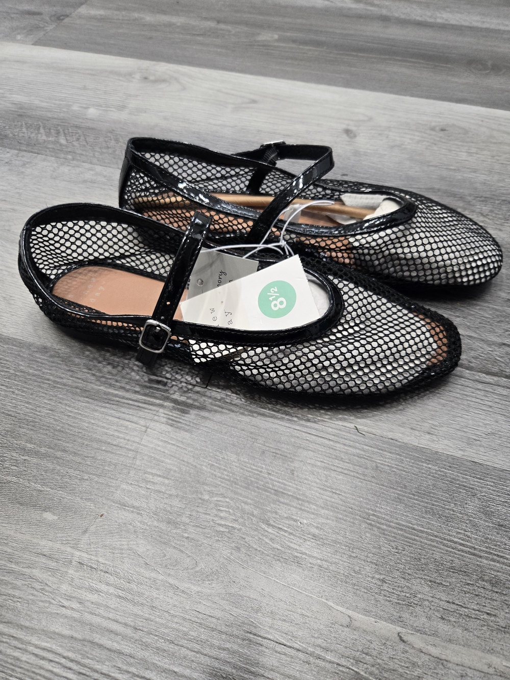 New Day Women's Issa Mesh Mary Jane Ballet Flats in black.